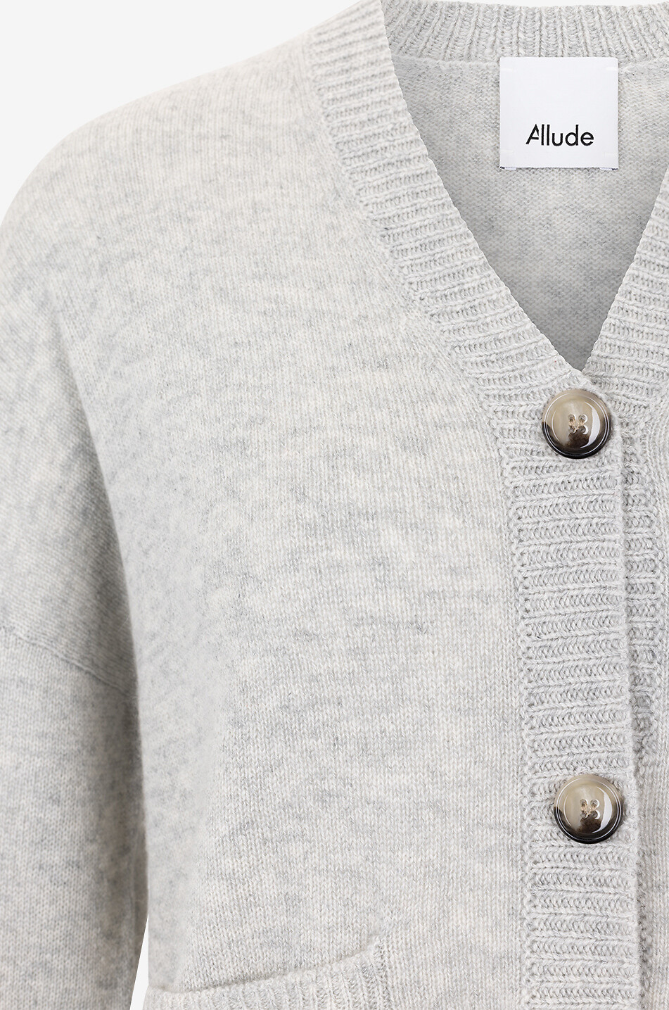 ALLUDE Cardigan boutonné à col V en cachemire Femme GRIS 3