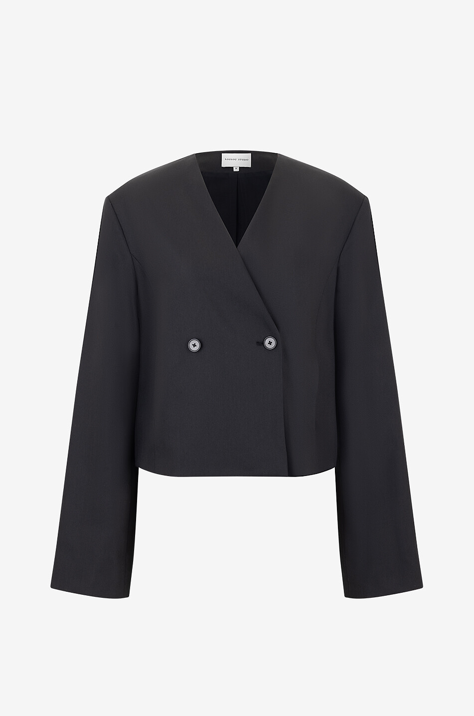 LOULOU STUDIO Blazer court en viscose laine et mohair Habriel Femme NOIR 1