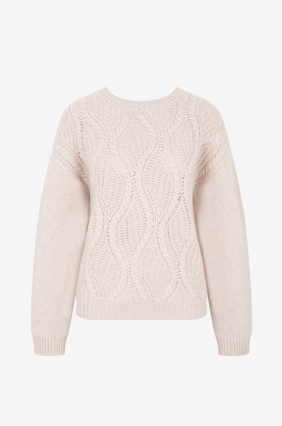 BONGENIE Kaschmirpullover mit welligem Zopfmuster Damen BRAUN 1