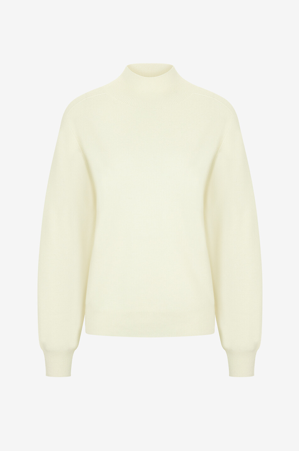 Funnel neck loose garter-stitch cashmere jumper