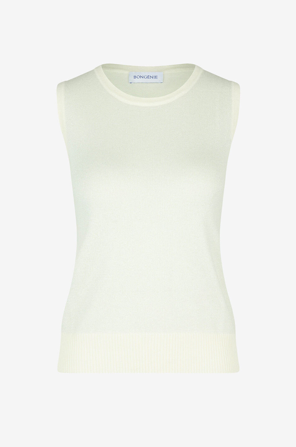 BONGÉNIE Pull sans manches en cachemire et lurex Femme BLANC CASSE 1