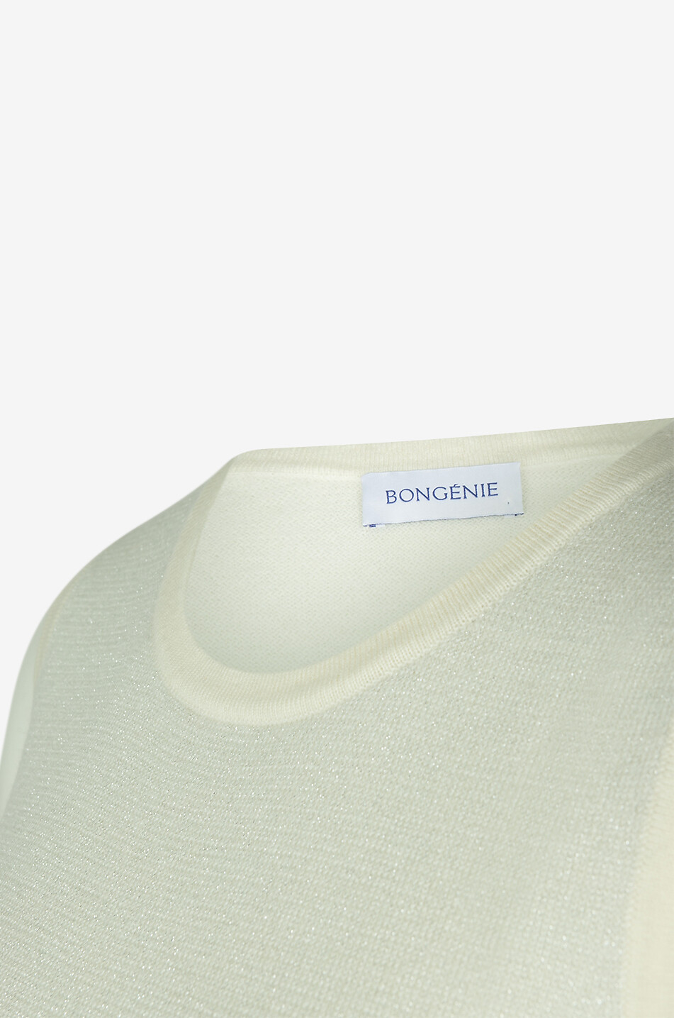 BONGÉNIE Pull sans manches en cachemire et lurex Femme BLANC CASSE 3