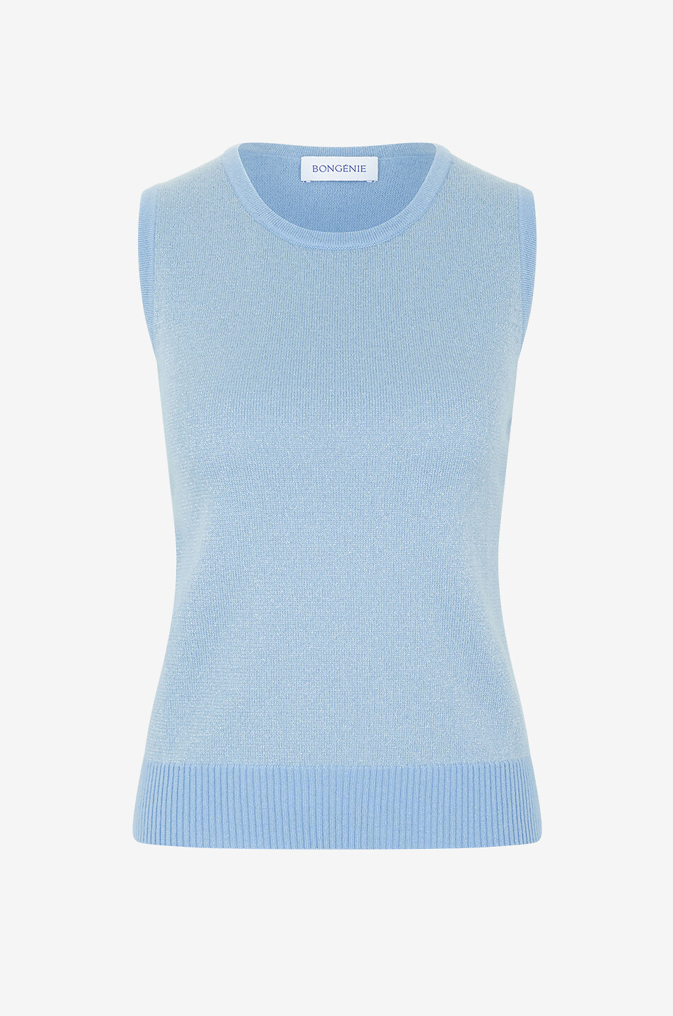 BONGENIE Sleeveless cashmere and lurex jumper Women MEDIUM BLUE 1