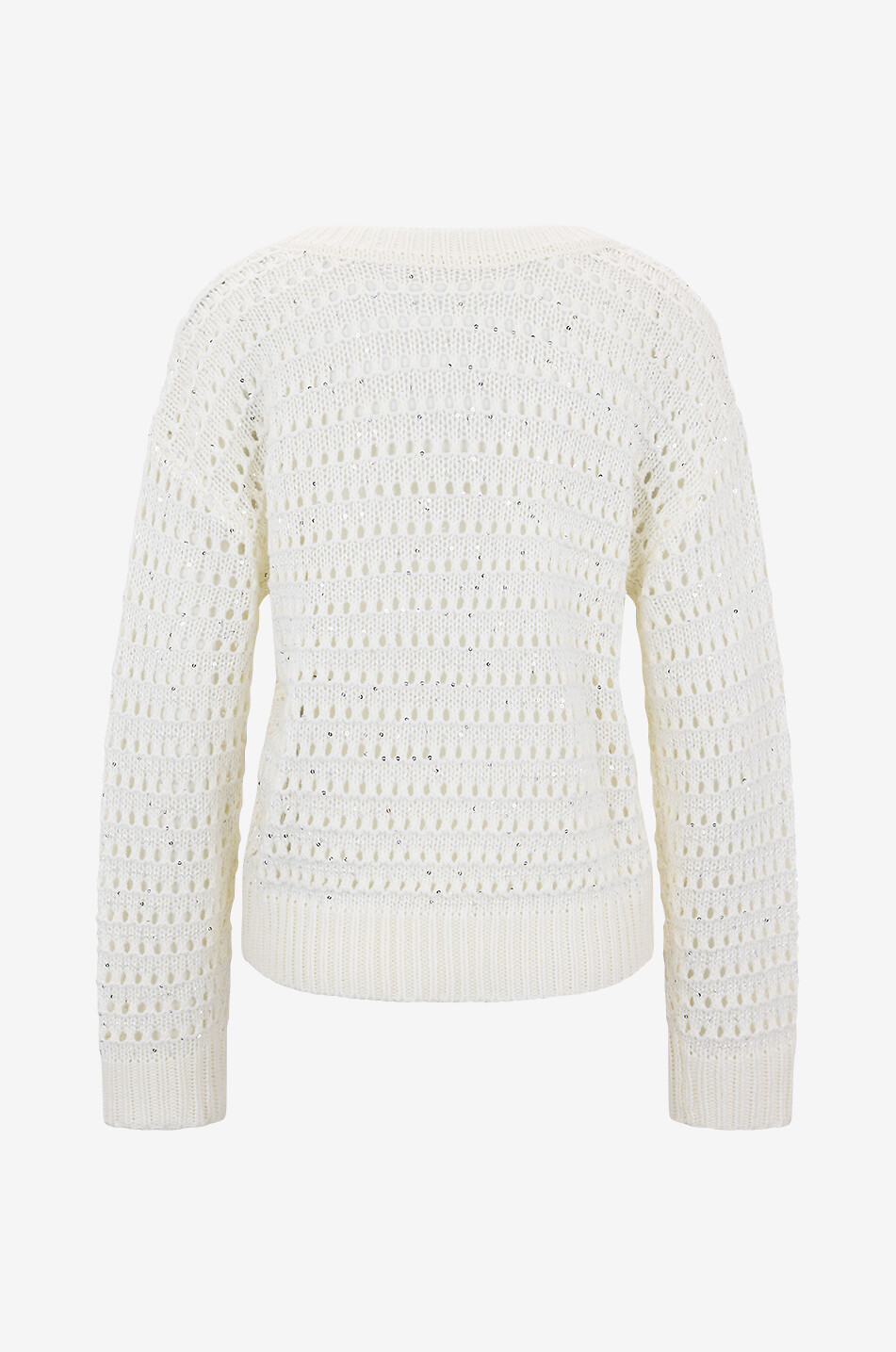 Pull col en V ajouré à sequins