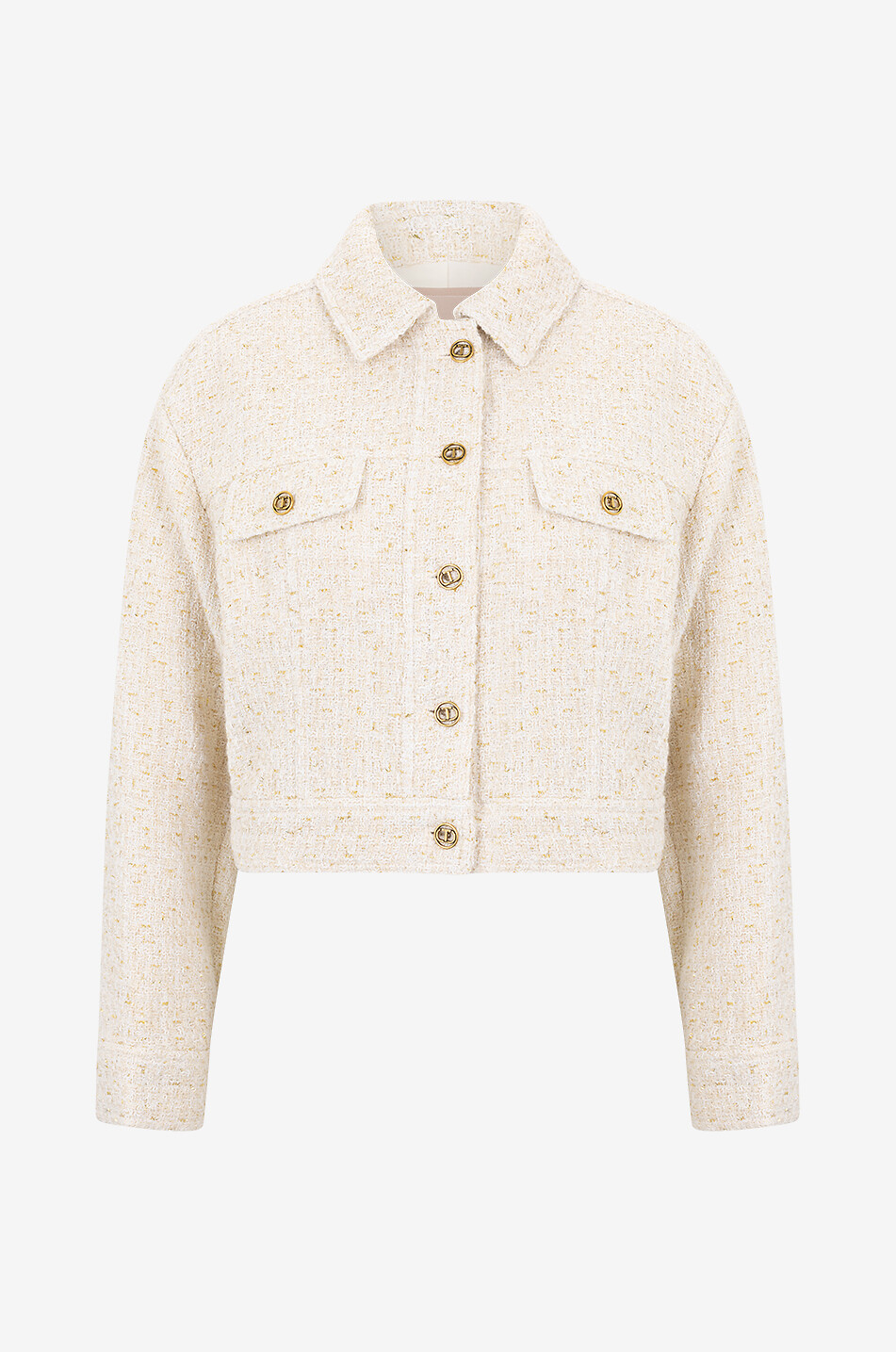 Veste courte en tweed à col chemise