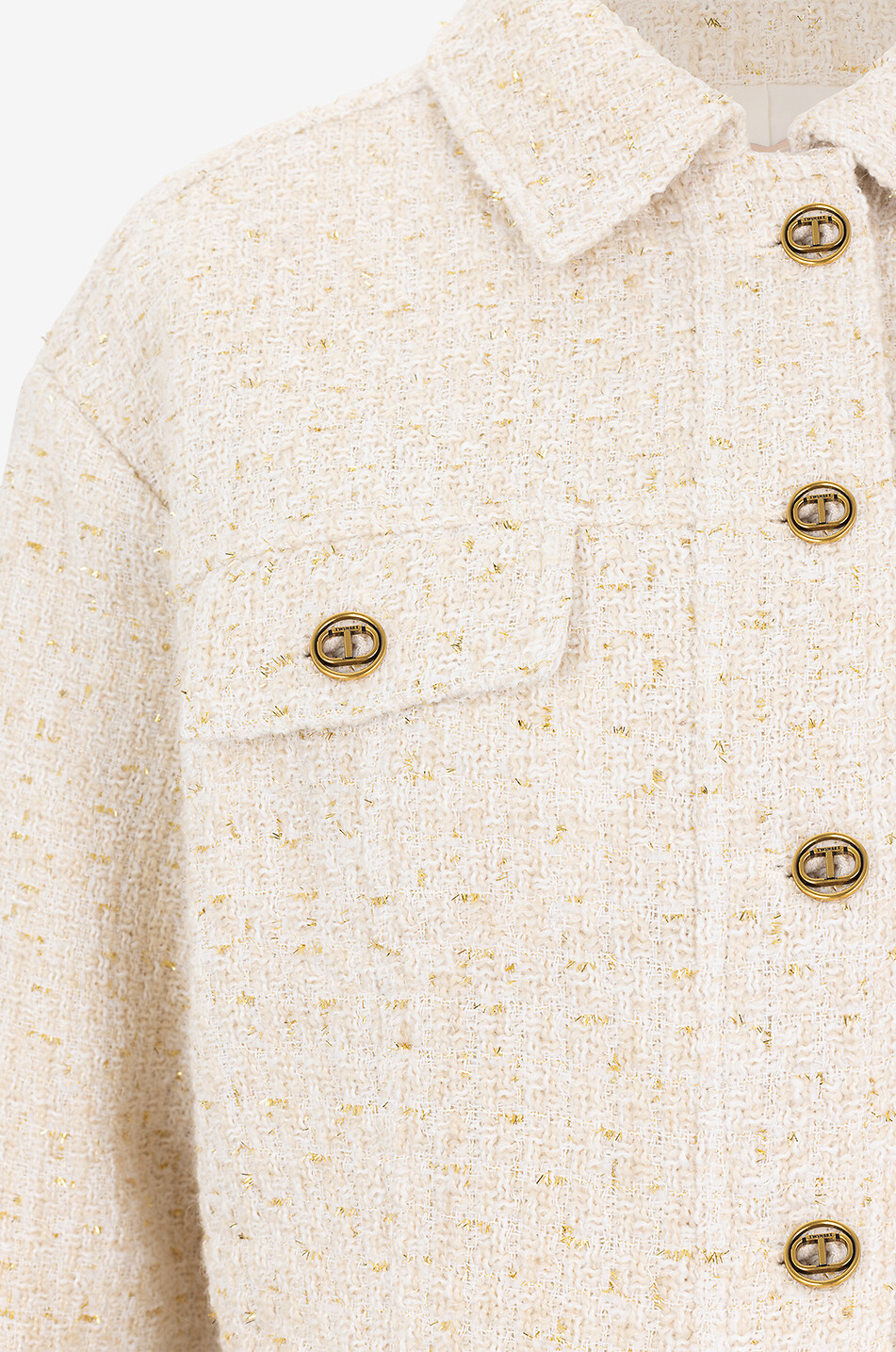 Veste courte en tweed à col chemise