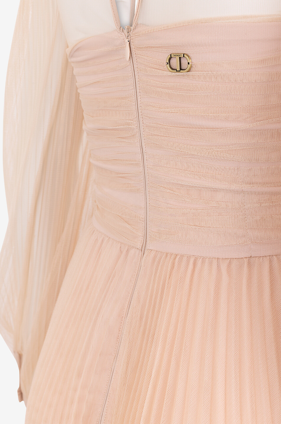TWINSET Langes Faltenkleid aus Tüll Damen HELLROSA 3