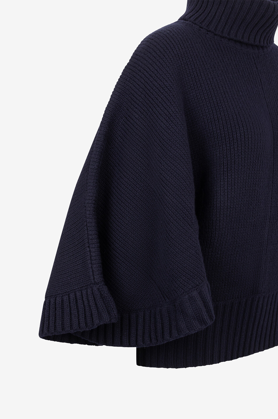 CHLOE Pull cape épais en laine et cachemire à col roulé Femme BLEU 4