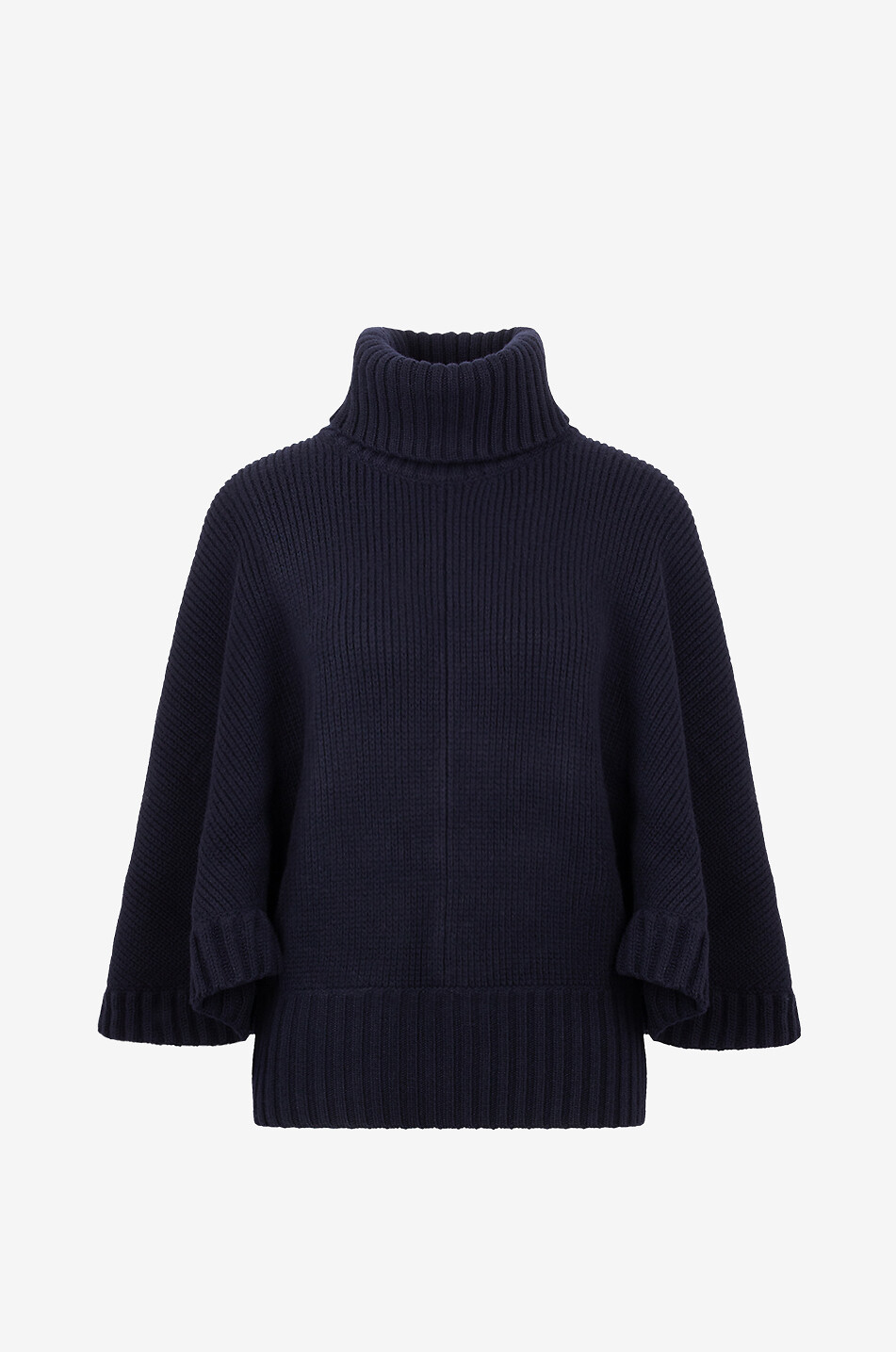Pull cape épais en laine et cachemire à col roulé