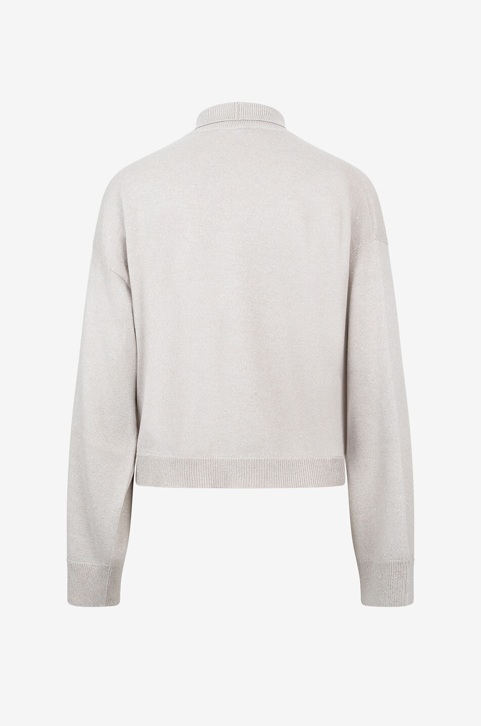 FABIANA FILIPPI Pull boxy fin en laine mélangée scintillante à col entonnoir Femme Beige clair 2