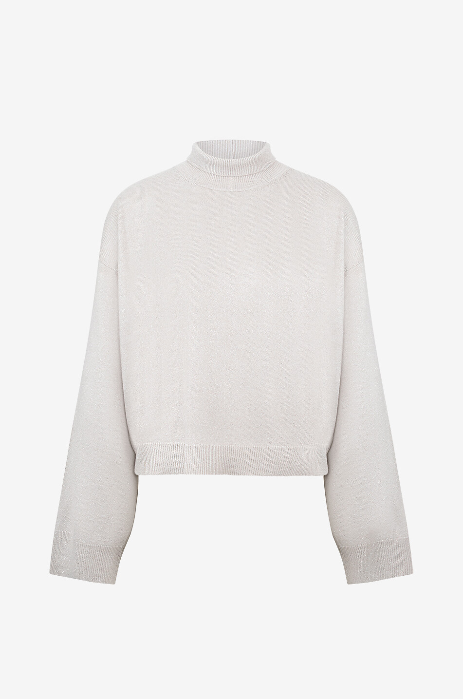 Pull boxy fin en laine mélangée scintillante à col entonnoir
