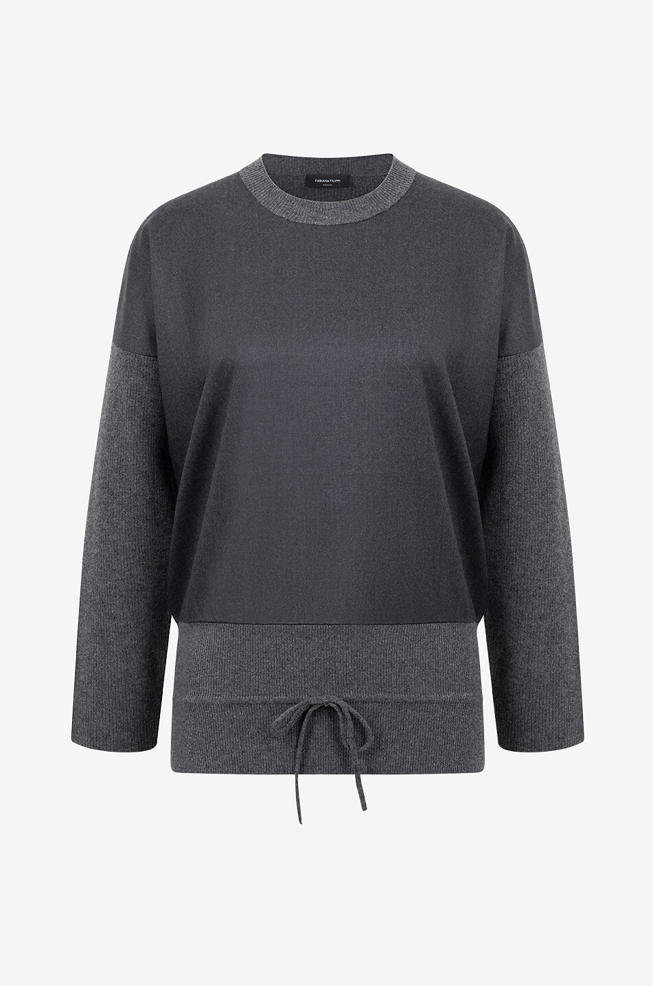 FABIANA FILIPPI Pull en maille et flanelle à taille basse Femme GRIS FONCÉ 2