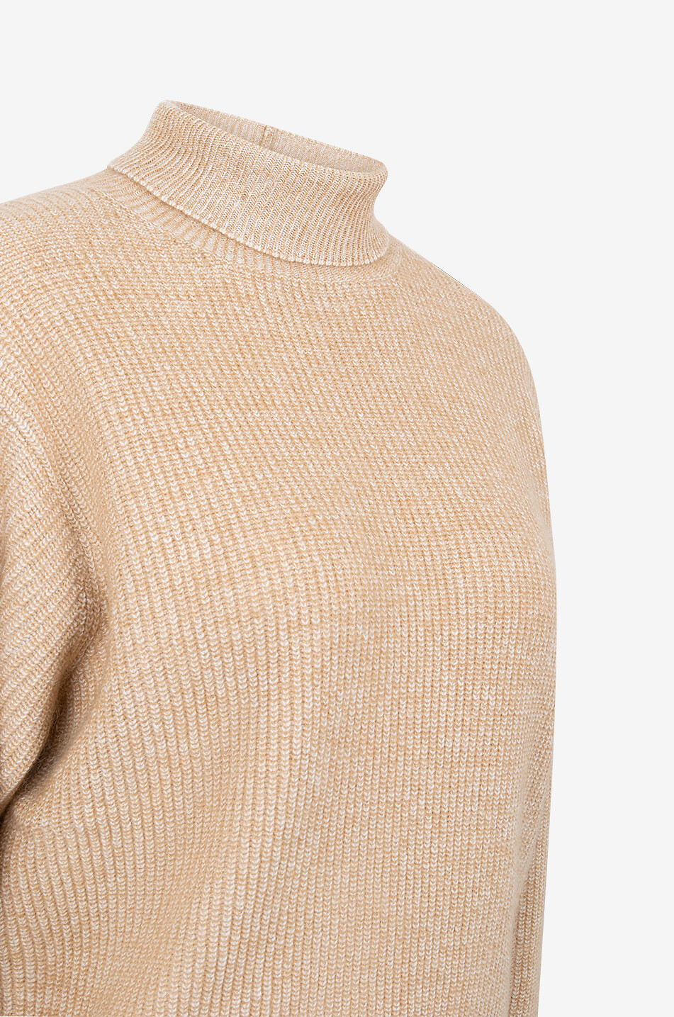 Pull boxy chiné à col roulé en mohair mélangé