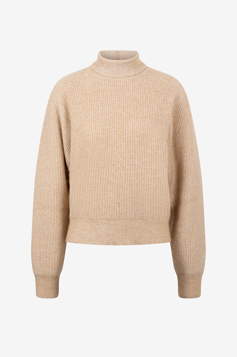 Pull boxy chiné à col roulé en mohair mélangé