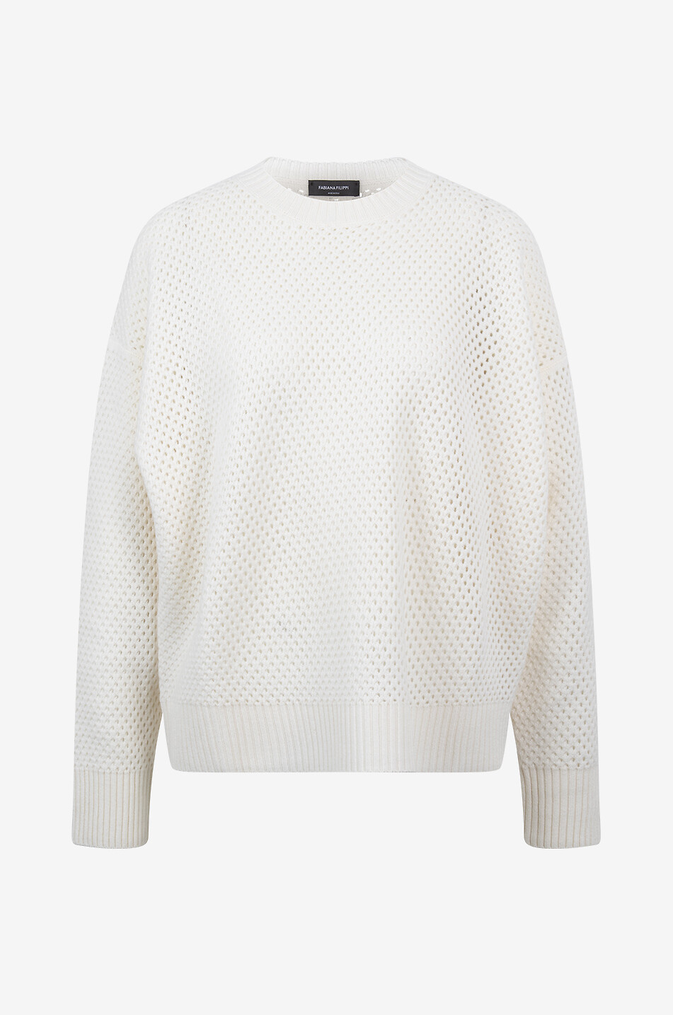 FABIANA FILIPPI Weiter Lochstrickpullover aus Platinum-Faden Damen CREMEFARBEN 2