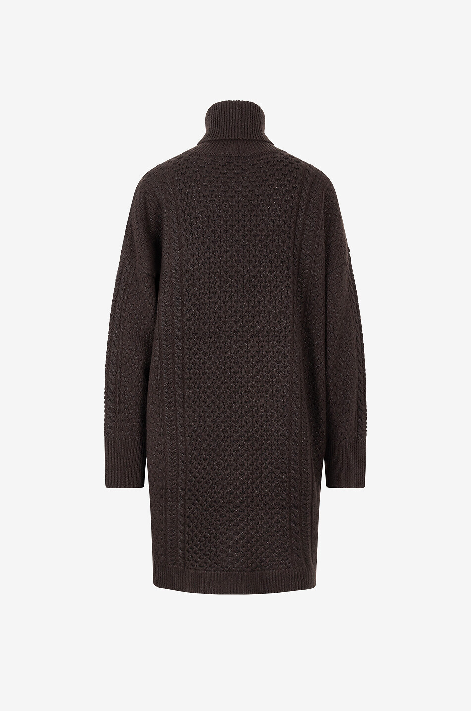 Robe pull ample à col roulé en maille torsadée scintillante