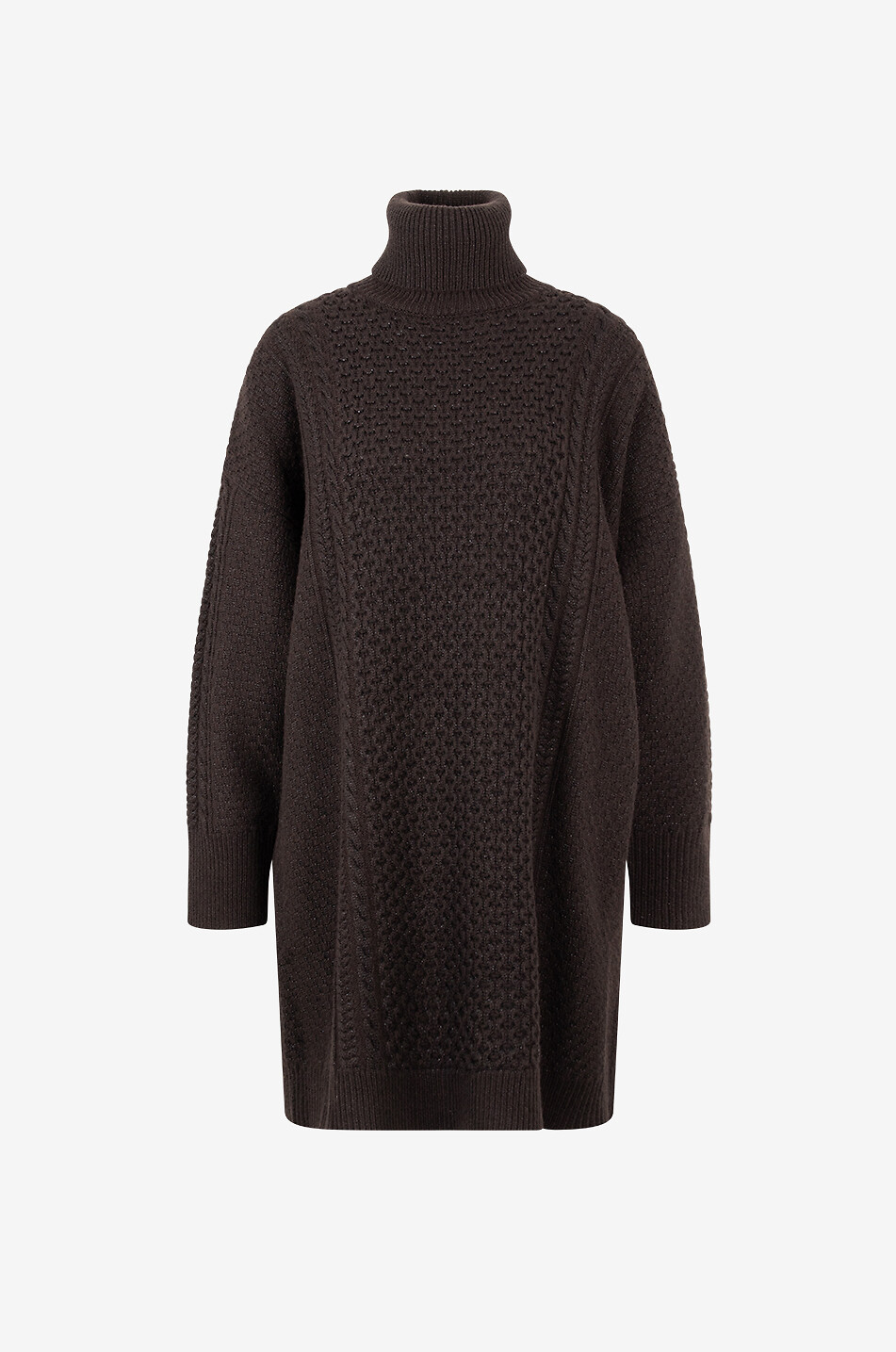 Robe pull ample à col roulé en maille torsadée scintillante