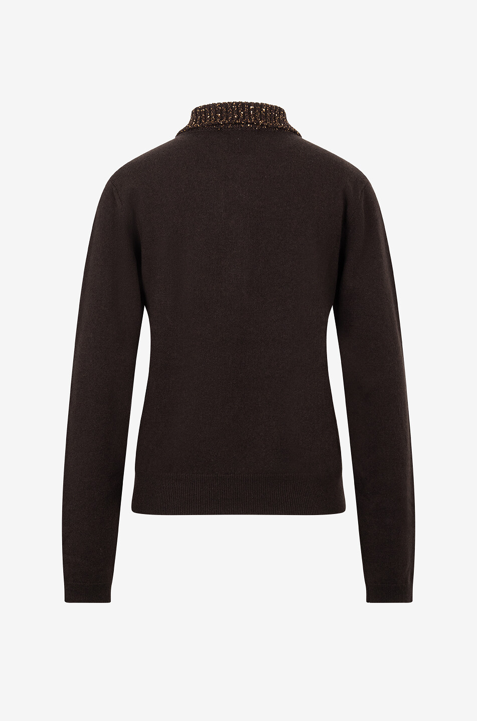 Wool blend polo jumper with sequinned collar