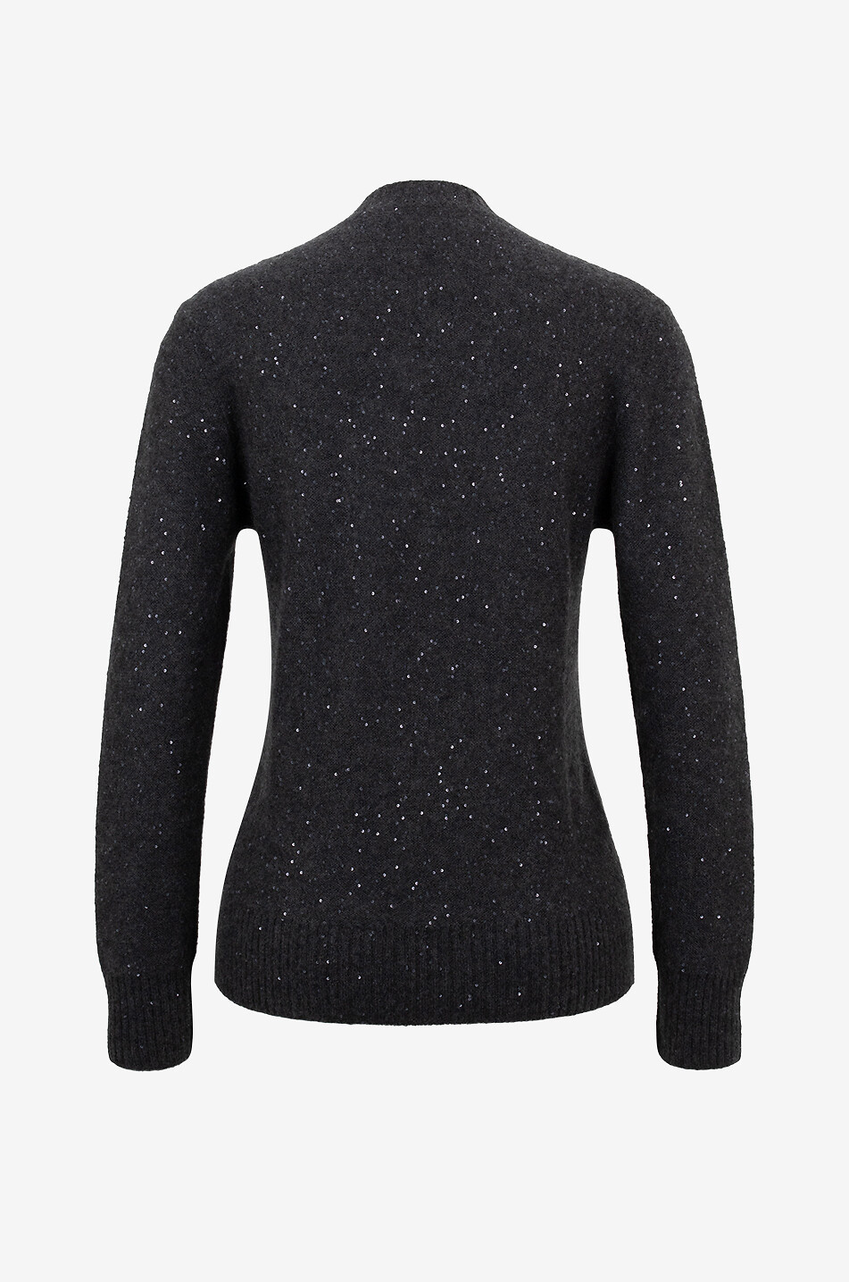 Moosstrick-Pullover aus Kaschmir und Alpaka mit V-Ausschnitt und Pailletten