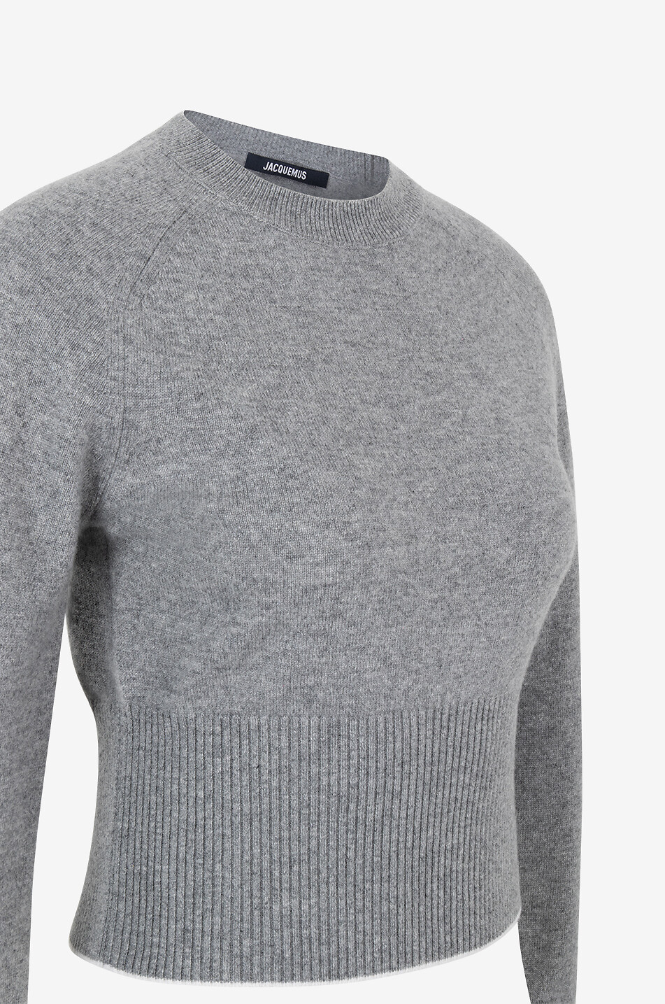 JACQUEMUS La Maille Soglia cropped fitted cashmere crewneck jumper Women GREY 3