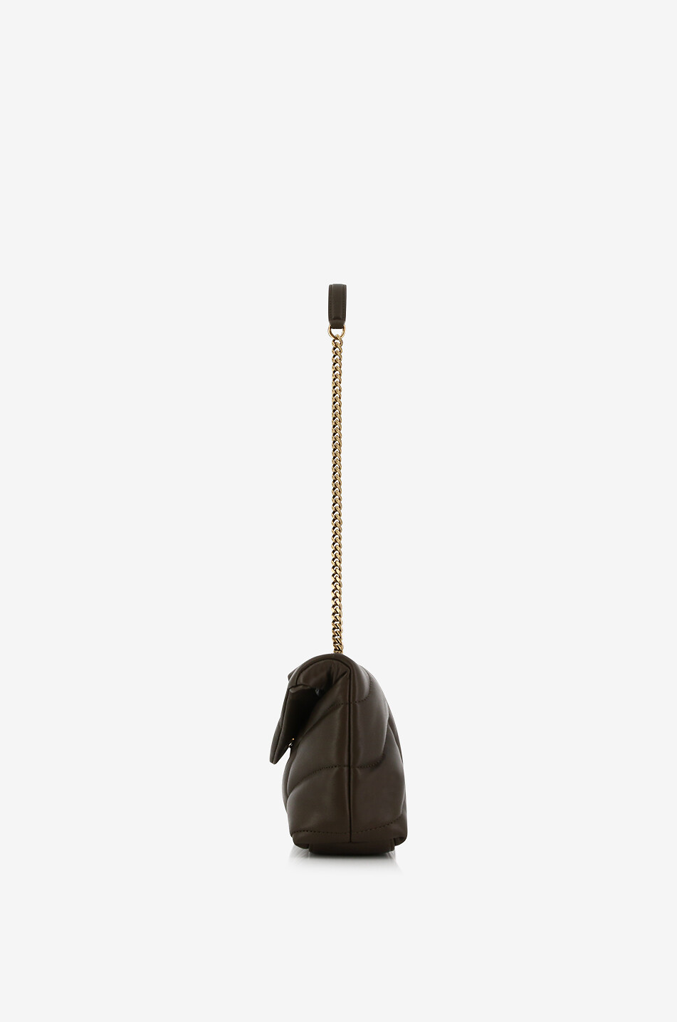 SAINT LAURENT PARIS Sac porté épaule en cuir de veau matelassé Loulou Puffer Toy Femme MARRON MOYEN 4