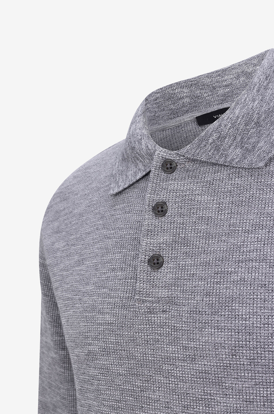 VINCE Pima cotton long-sleeved polo shirt Men MEDIUM GREY 3