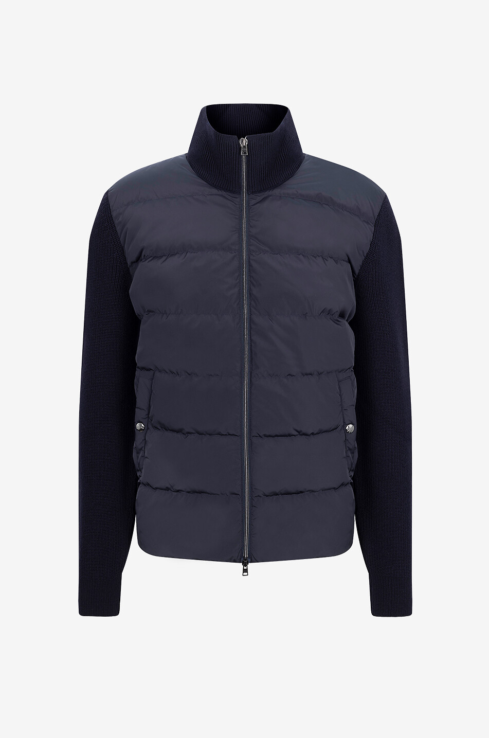 Knit and down part bi-material jacket