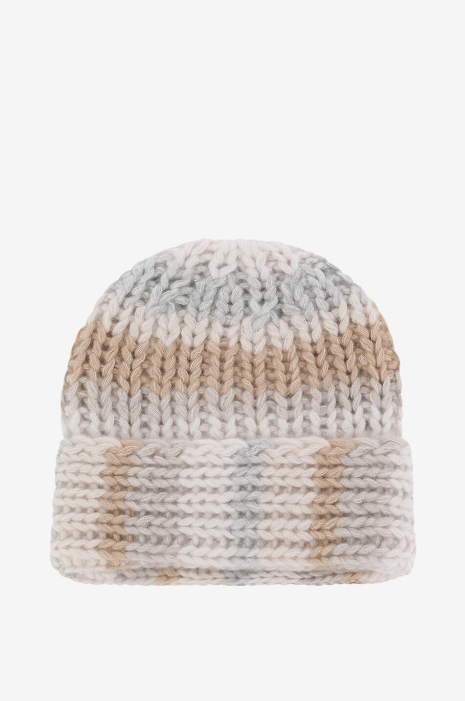 Bonnet rayé en cachemire et coton