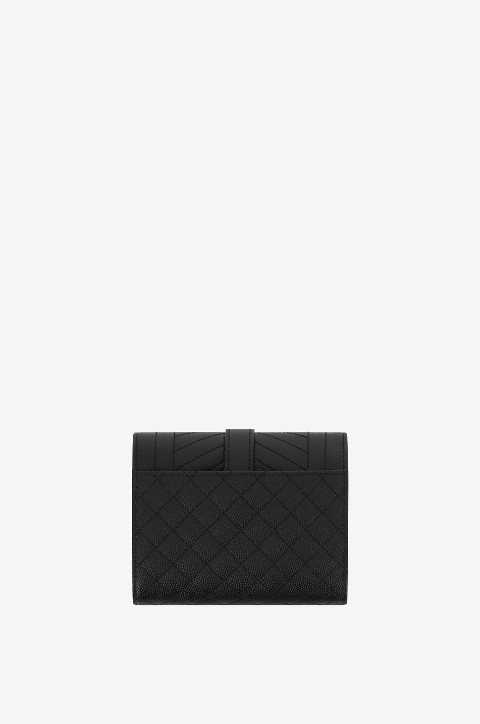 SAINT LAURENT PARIS Kleine Brieftasche aus Grain-de-Poudre-Leder Cassandre Mixed Matelassé Damen SCHWARZ 2
