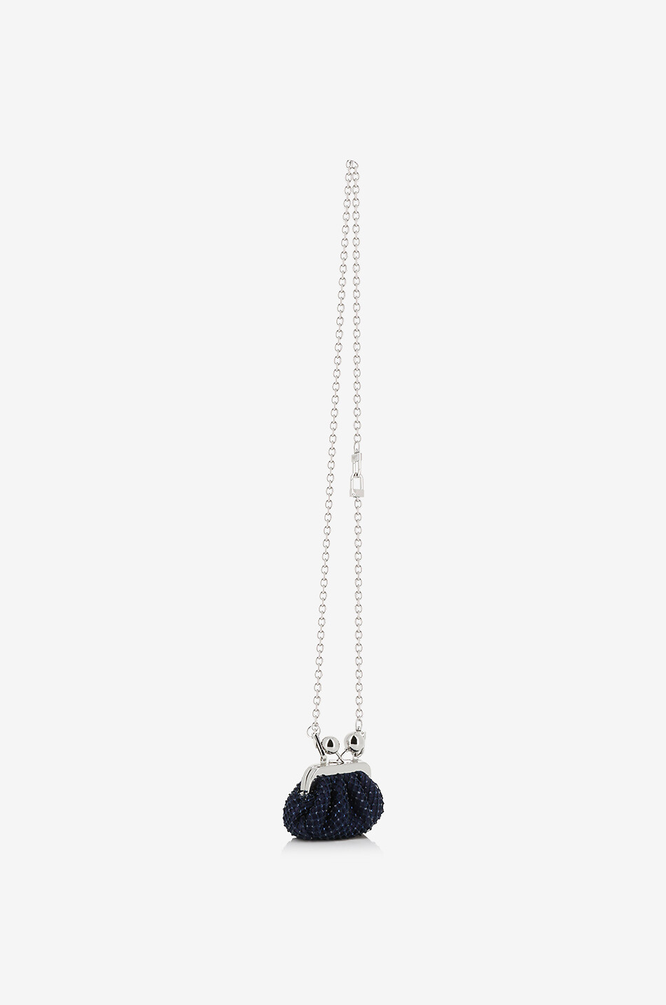 WEEKEND MAX MARA Pasticcino Nano Dilly satin and rhinestone chain wallet Women DARK BLUE 5