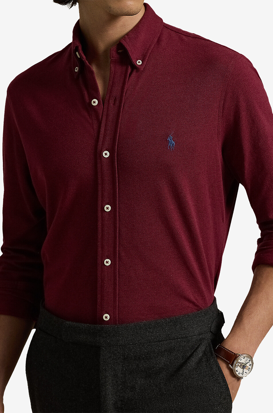 POLO RALPH LAUREN Chemise en coton piqué Featherweight Homme ROUGE 5