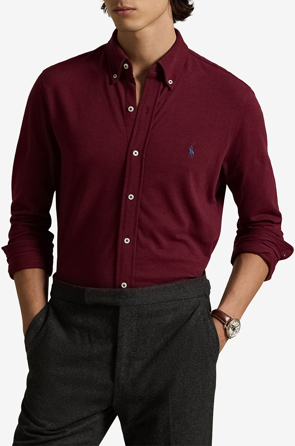 POLO RALPH LAUREN Chemise en coton piqué Featherweight Homme ROUGE 2
