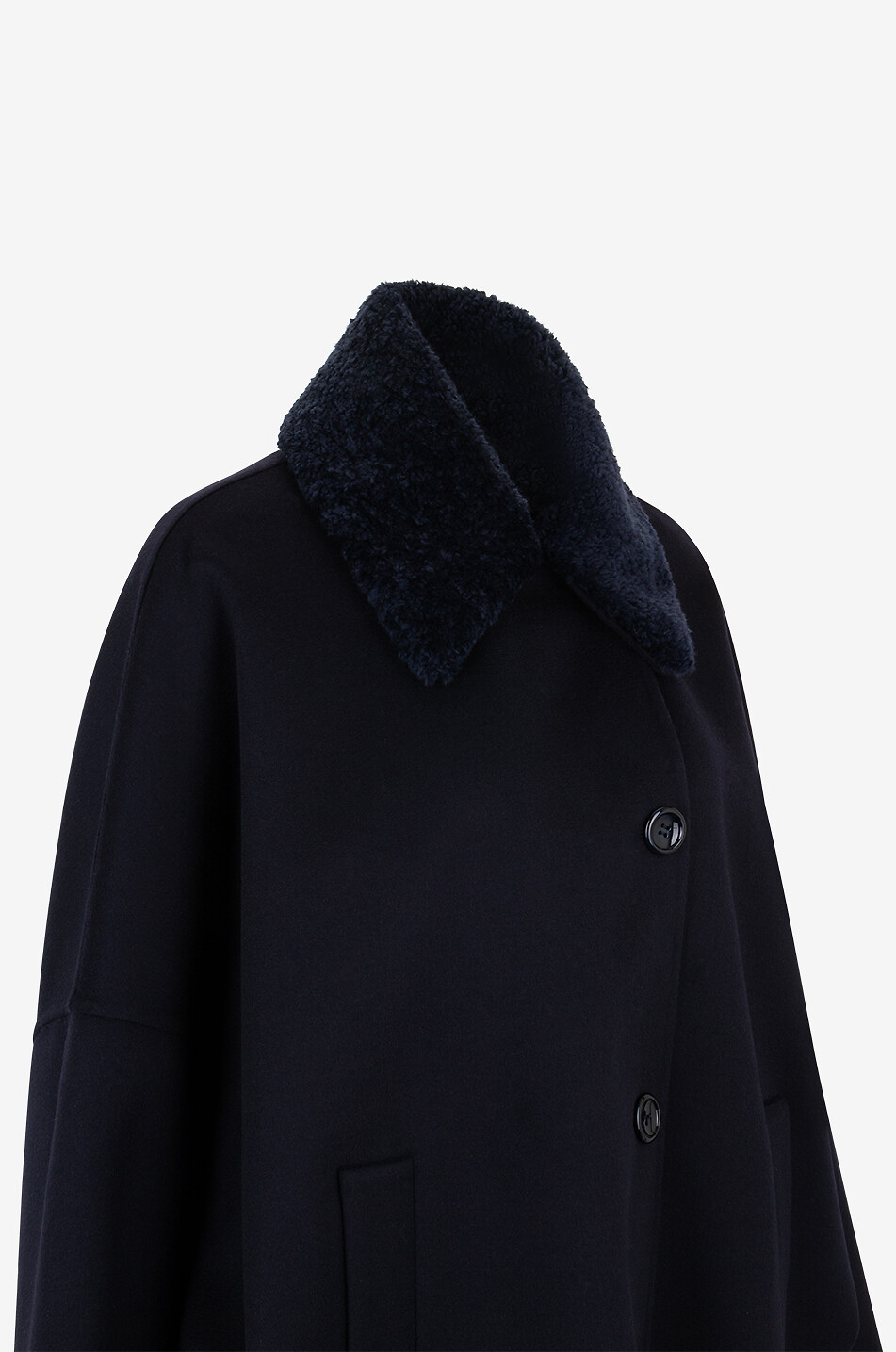 MANZONI 24 Manteau trois-quarts en cachemire et laine vierge Femme BLEU FONCE 3