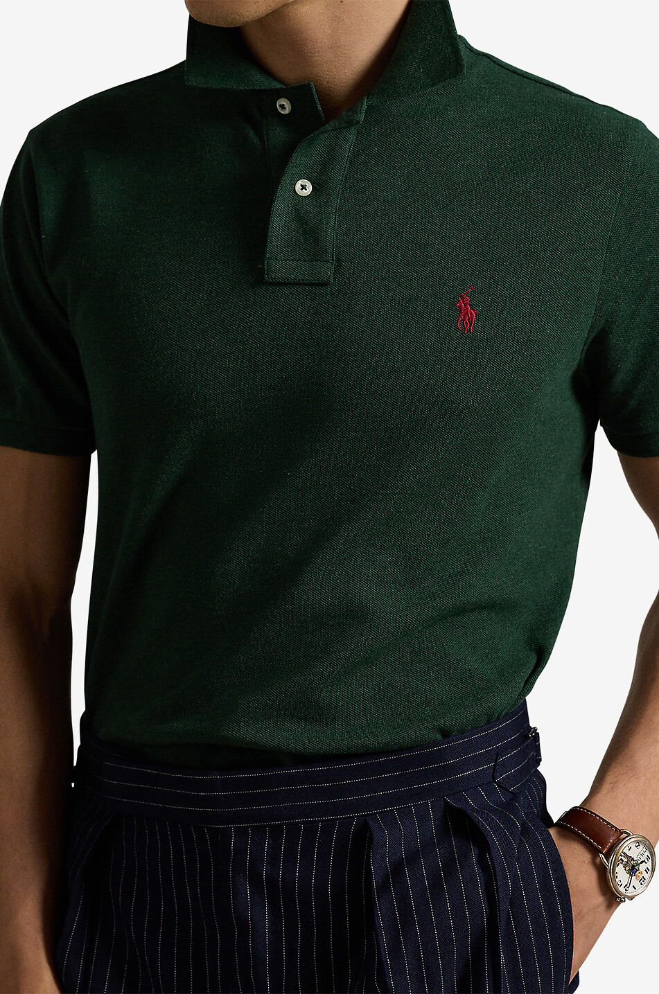 POLO RALPH LAUREN Custom Slim Fit Pony embroidered piqué cotton polo shirt Men GREEN 5