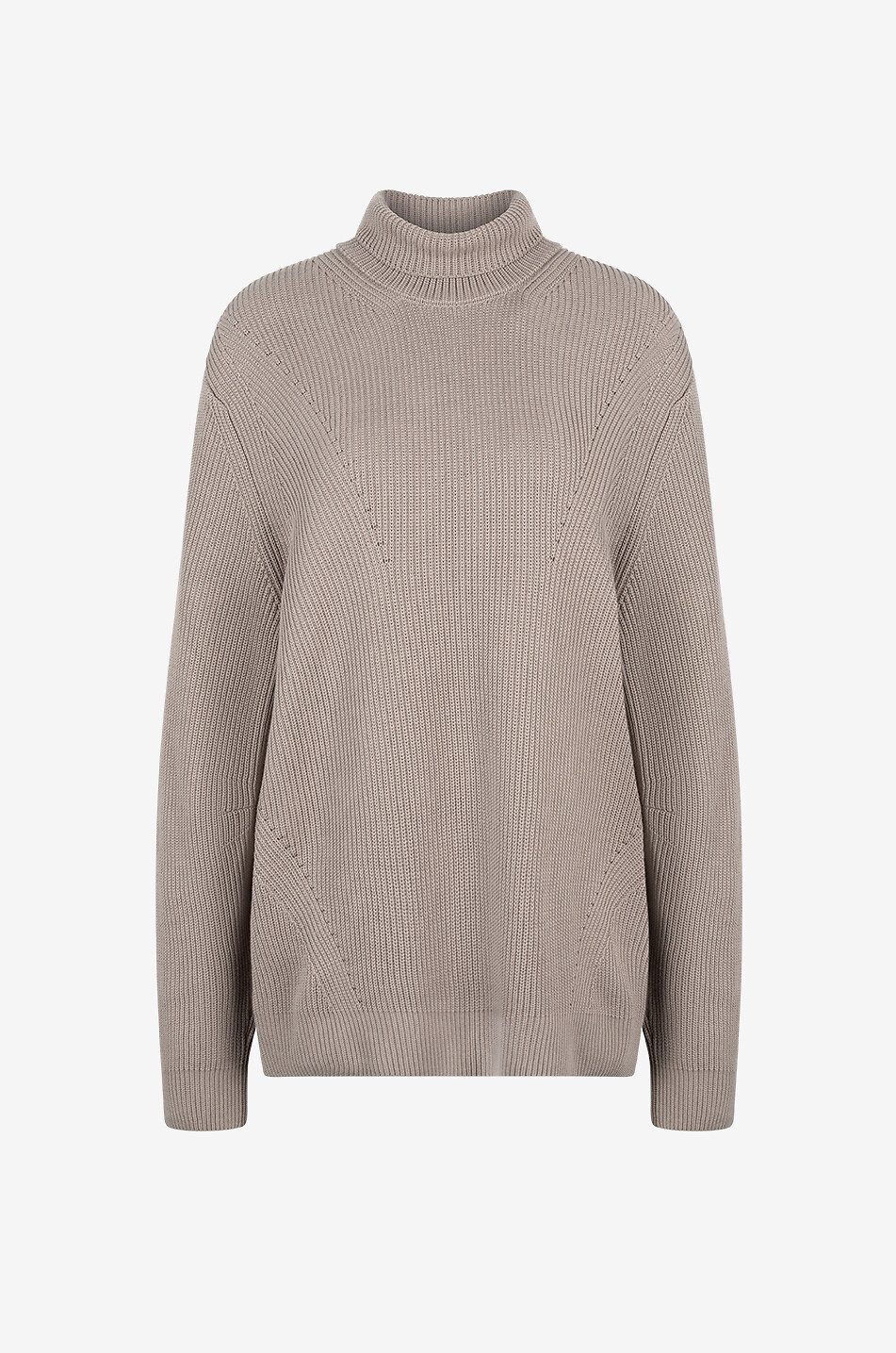 MONCLER Matt Black ribbed funnel neck jumper in cotton Men LIGHT BROWN 1