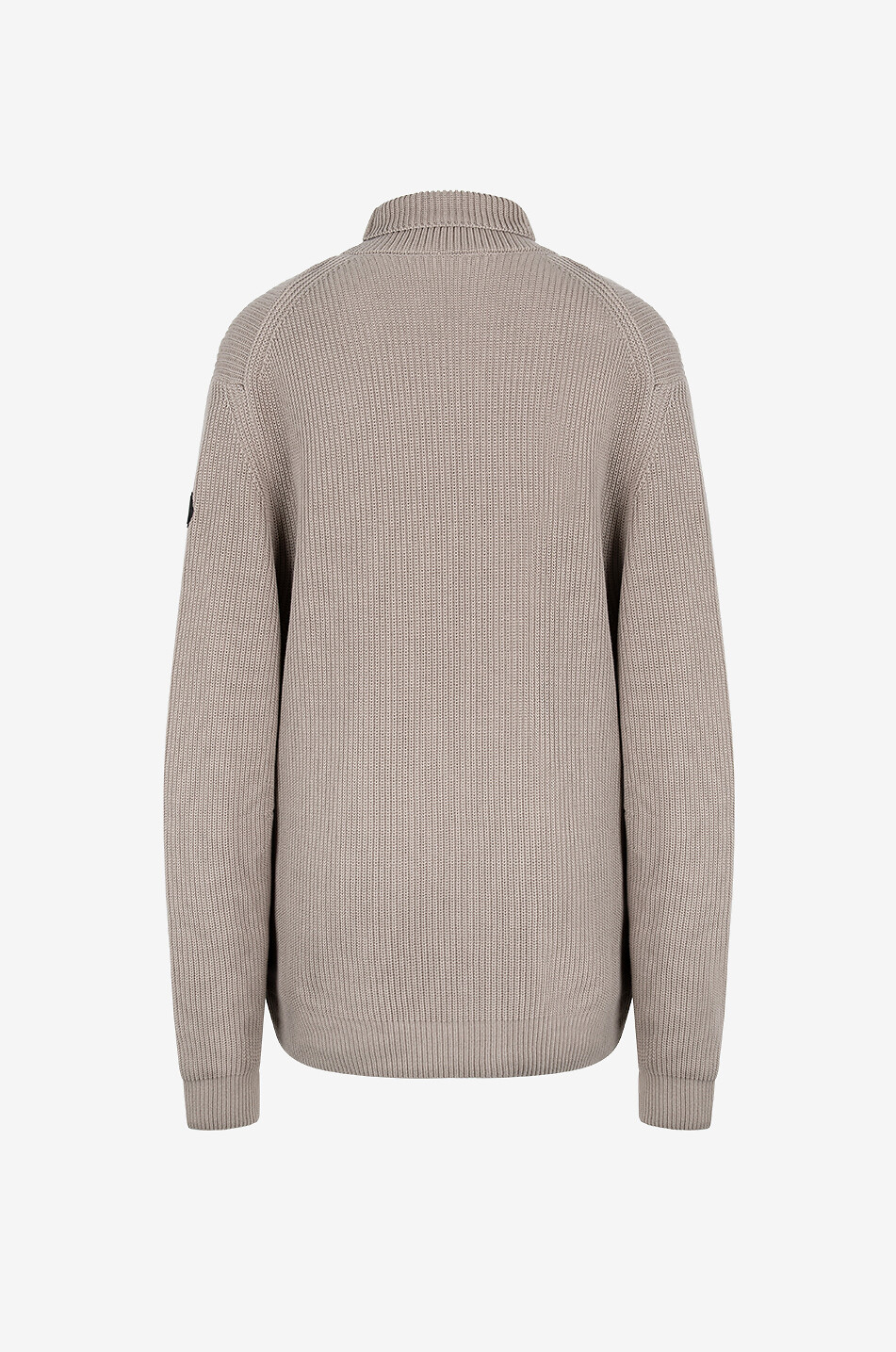 MONCLER Matt Black ribbed funnel neck jumper in cotton Men LIGHT BROWN 3