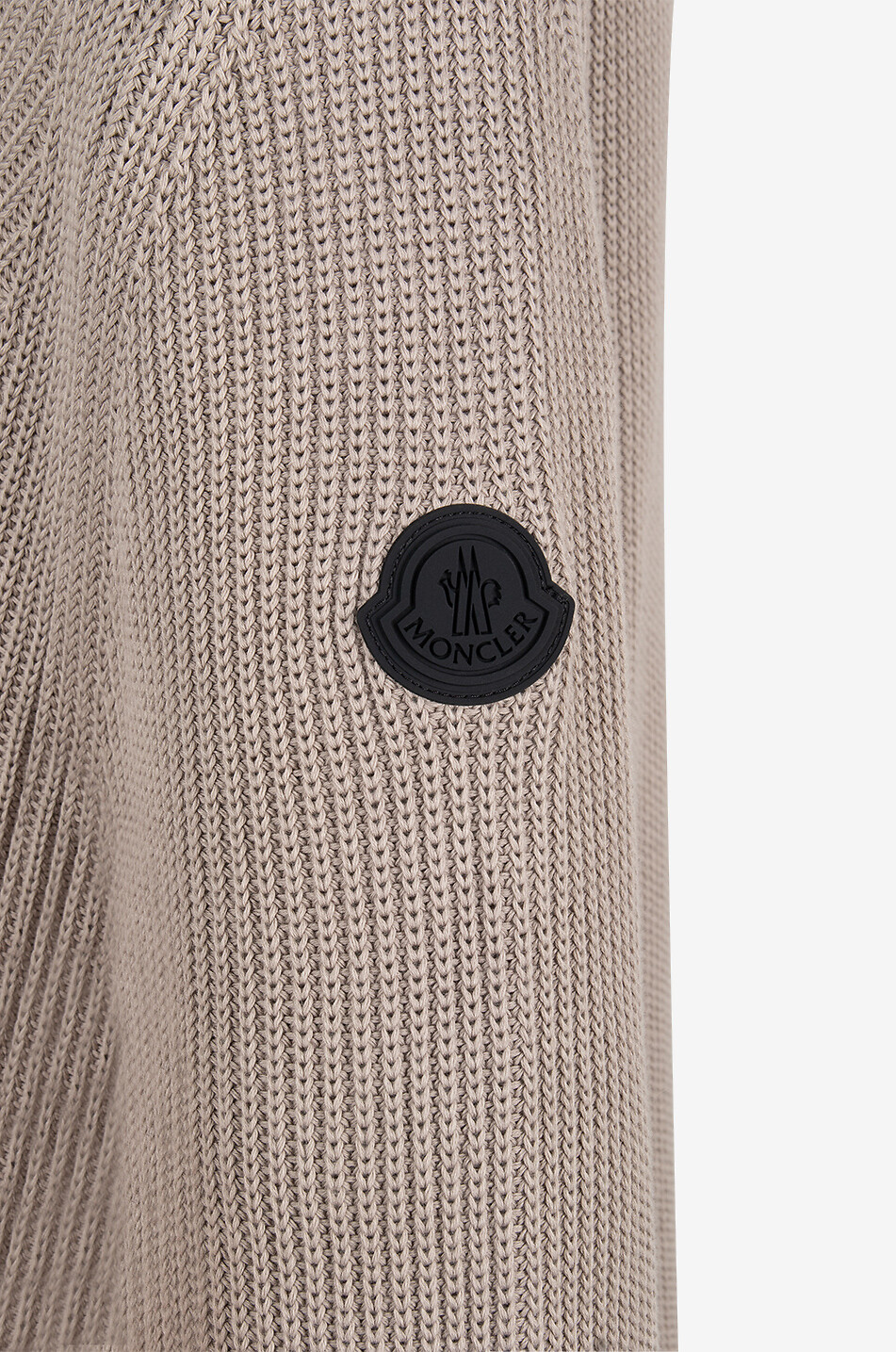MONCLER Matt Black ribbed funnel neck jumper in cotton Men LIGHT BROWN 5