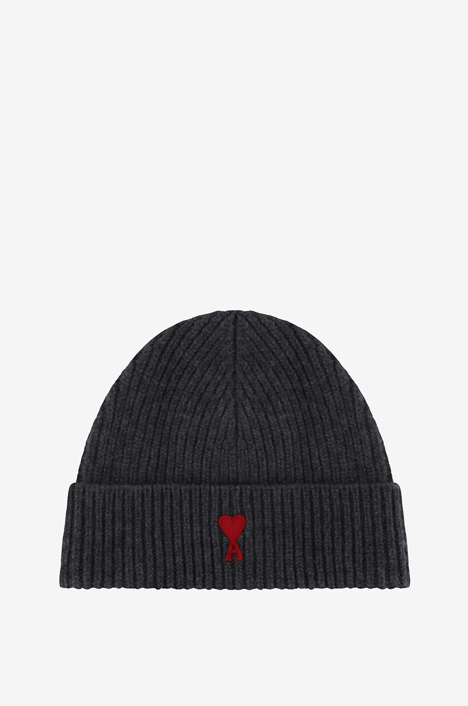 AMI Bonnet côtelé en laine vierge Ami de Coeur Homme GRIS 1