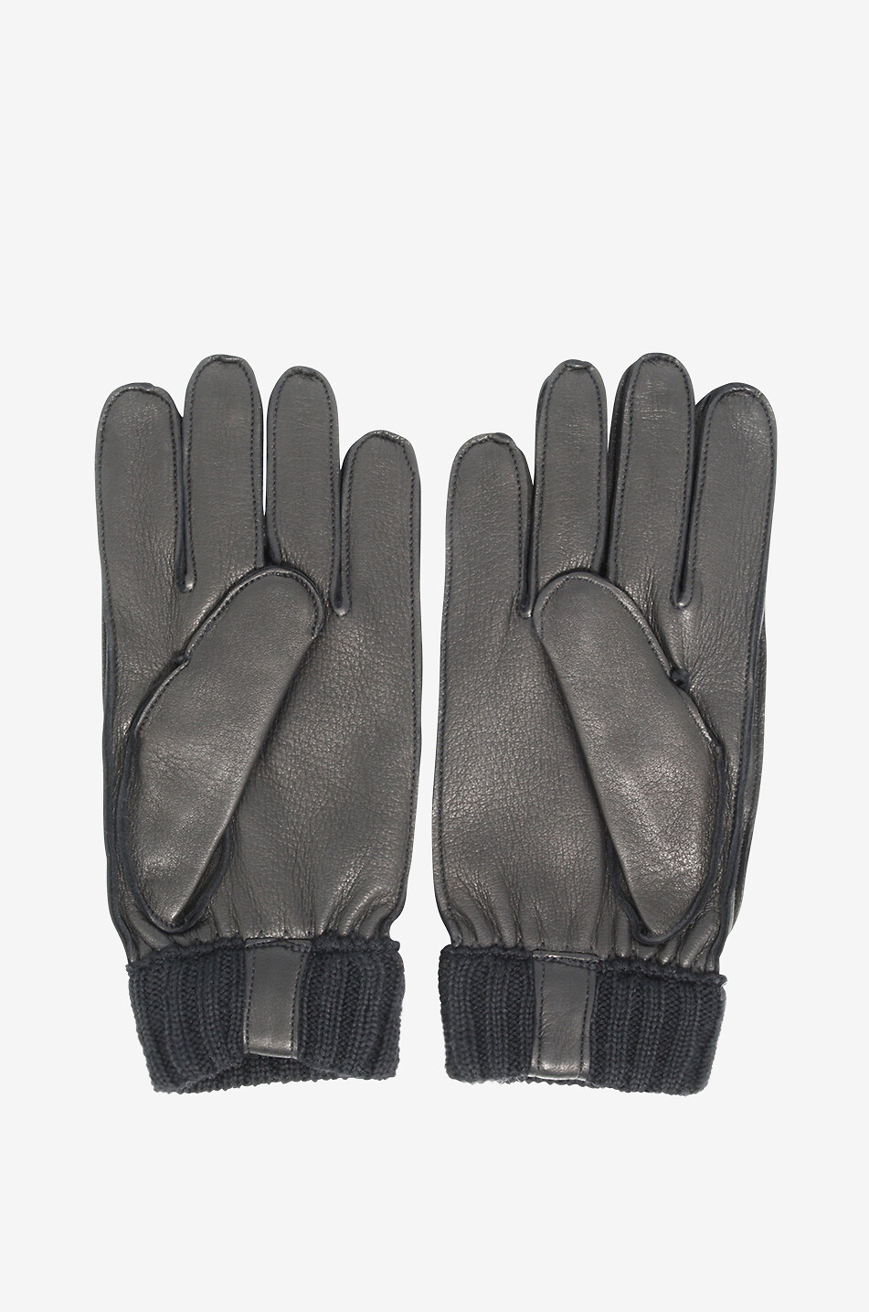 PIERO RESTELLI Gants en cuir et maille Homme NOIR 2