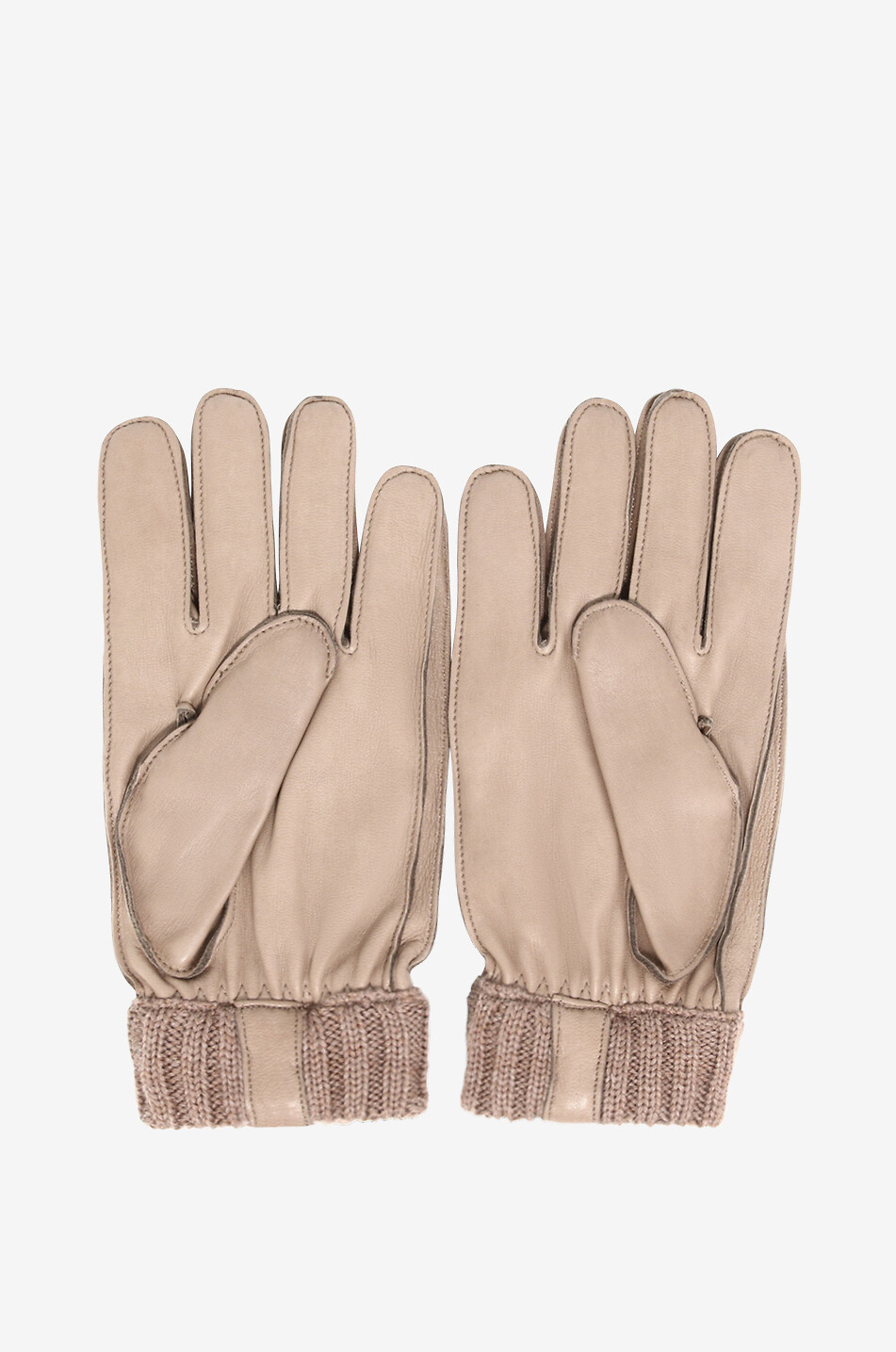 PIERO RESTELLI Gants en cuir et maille Homme MARRON 2