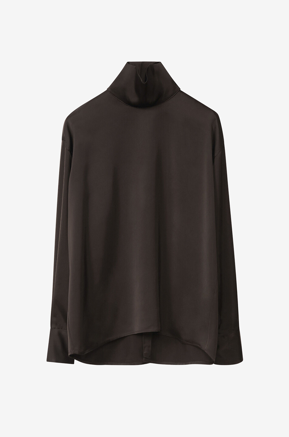 Blouse ample en satin à col montant