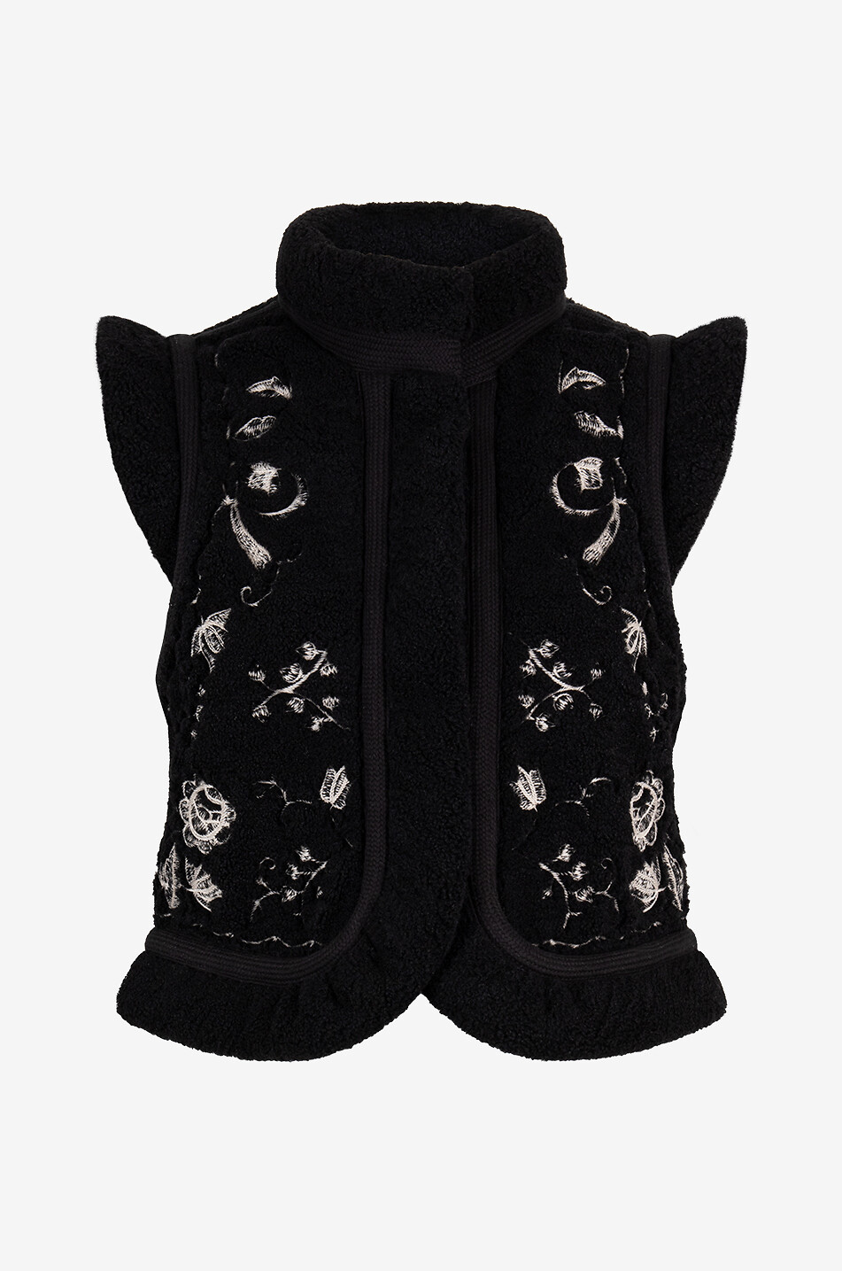 ANTIK BATIK Gilet effet peau lainée brodé Saliba Femme NOIR 1
