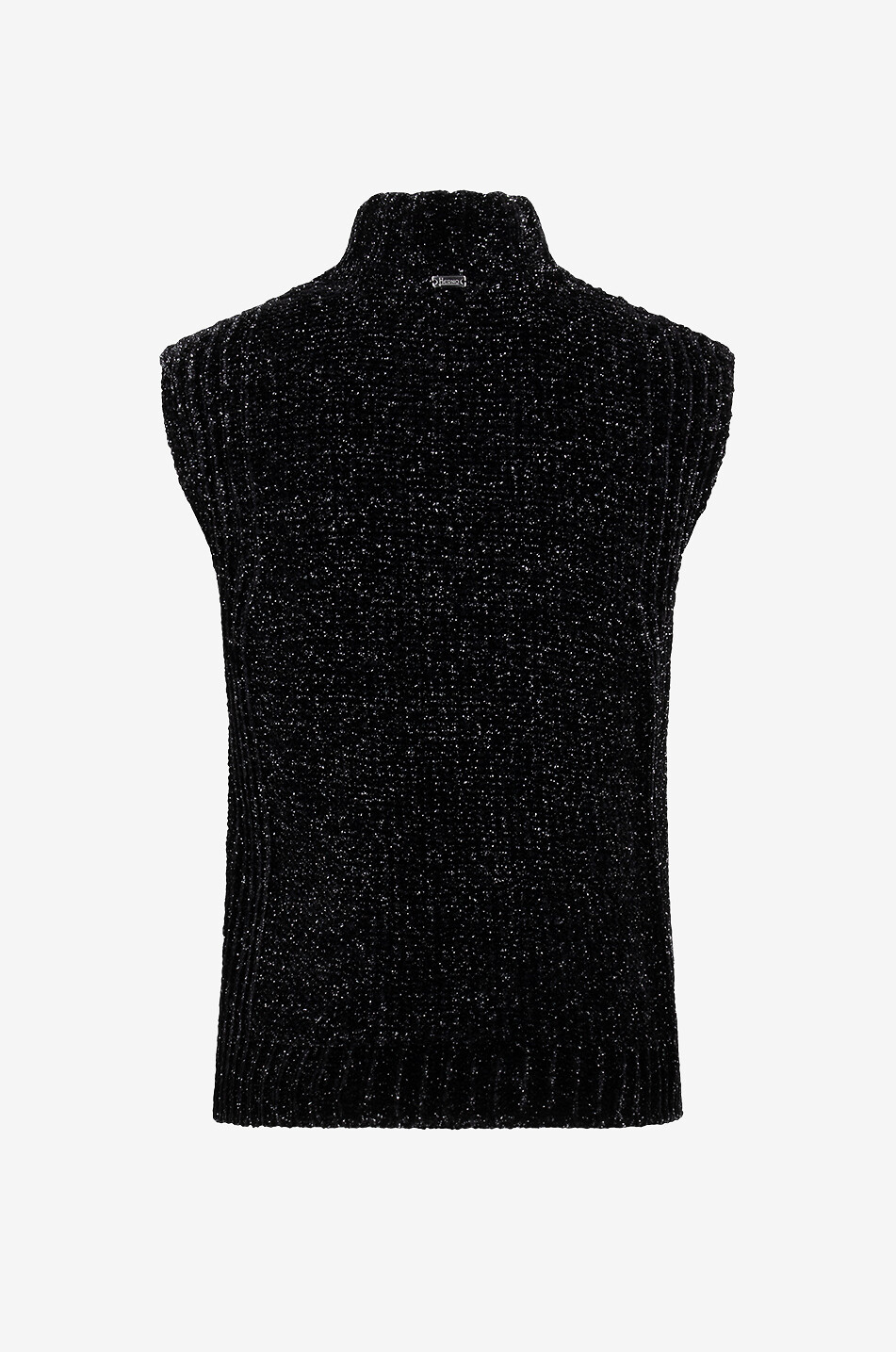 HERNO Sleeveless stand-up collar jumper in Lurex knit Women BLACK 2