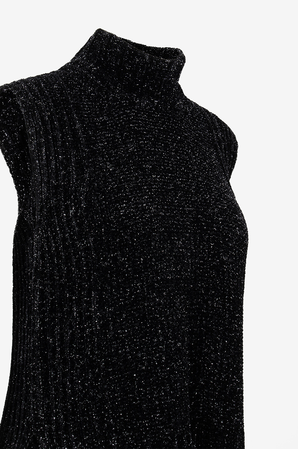 HERNO Sleeveless stand-up collar jumper in Lurex knit Women BLACK 5