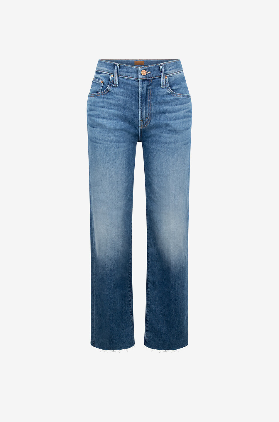Jeans mit geradem Bein aus Baumwolle The Mid Rise Rambler Zip Ankle Fray