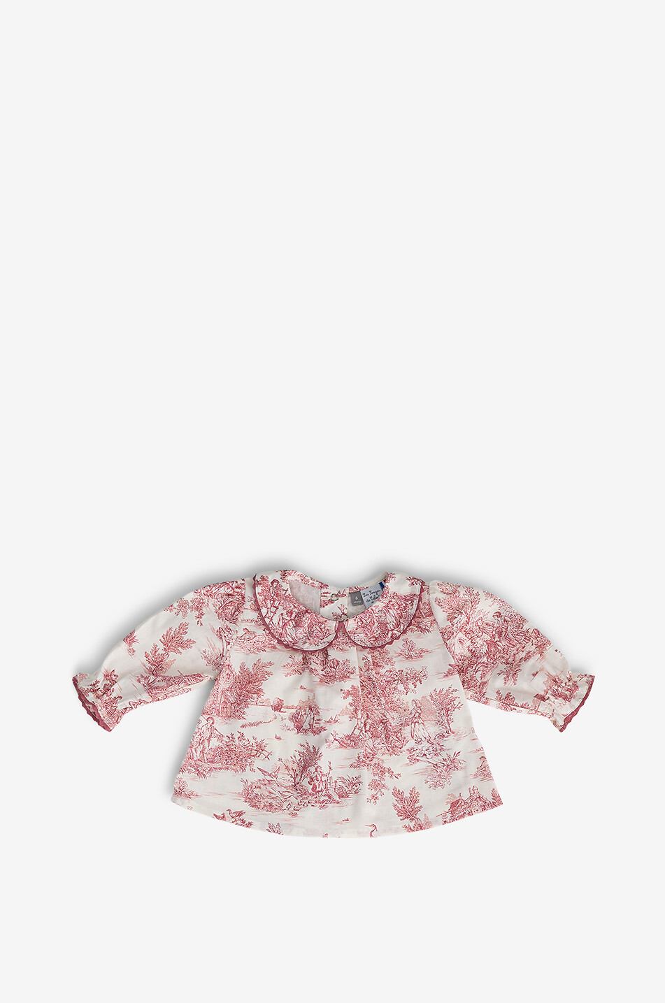 Babybluse mit Toile de Jouy Print Céleste Col Claudine