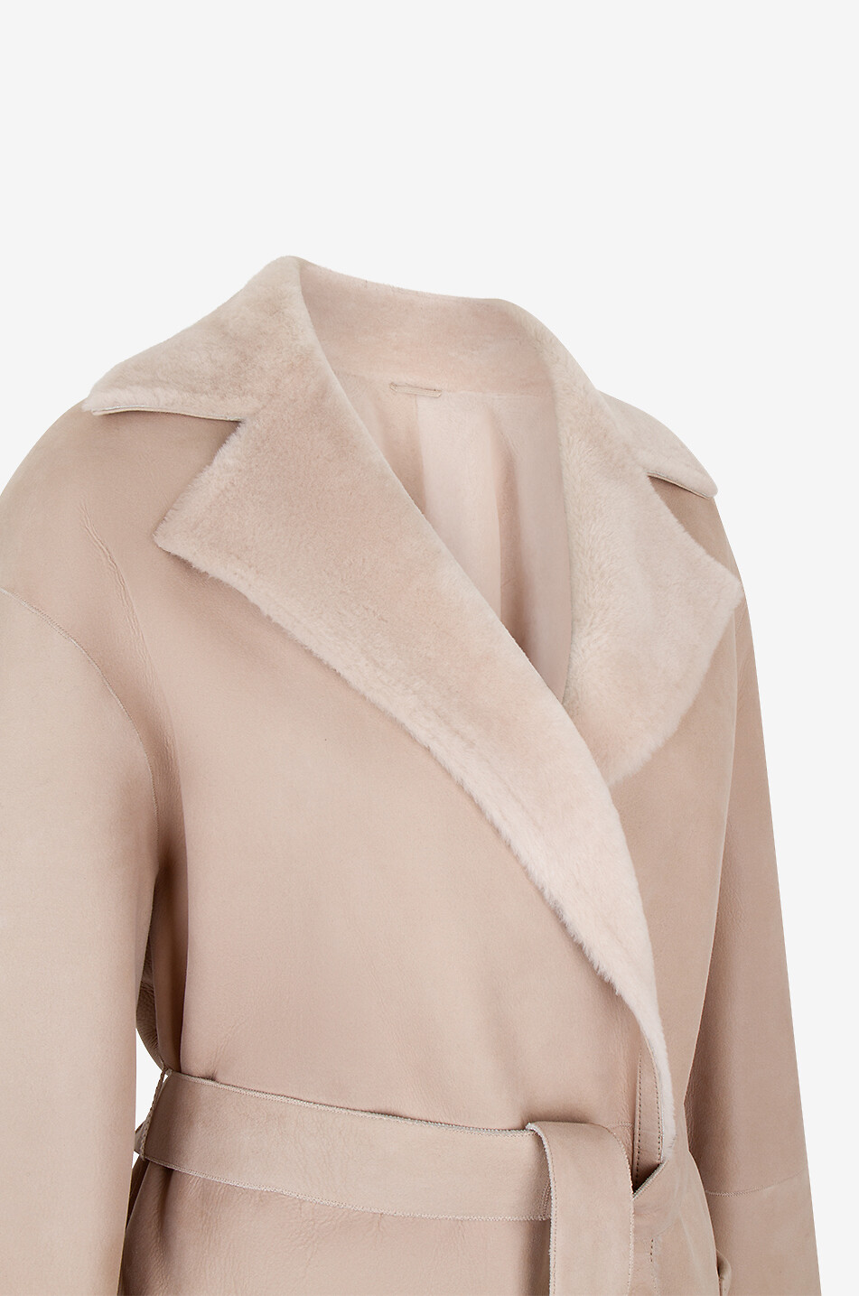 MANZONI 24 Manteau court en peau de mouton Femme Beige clair 3