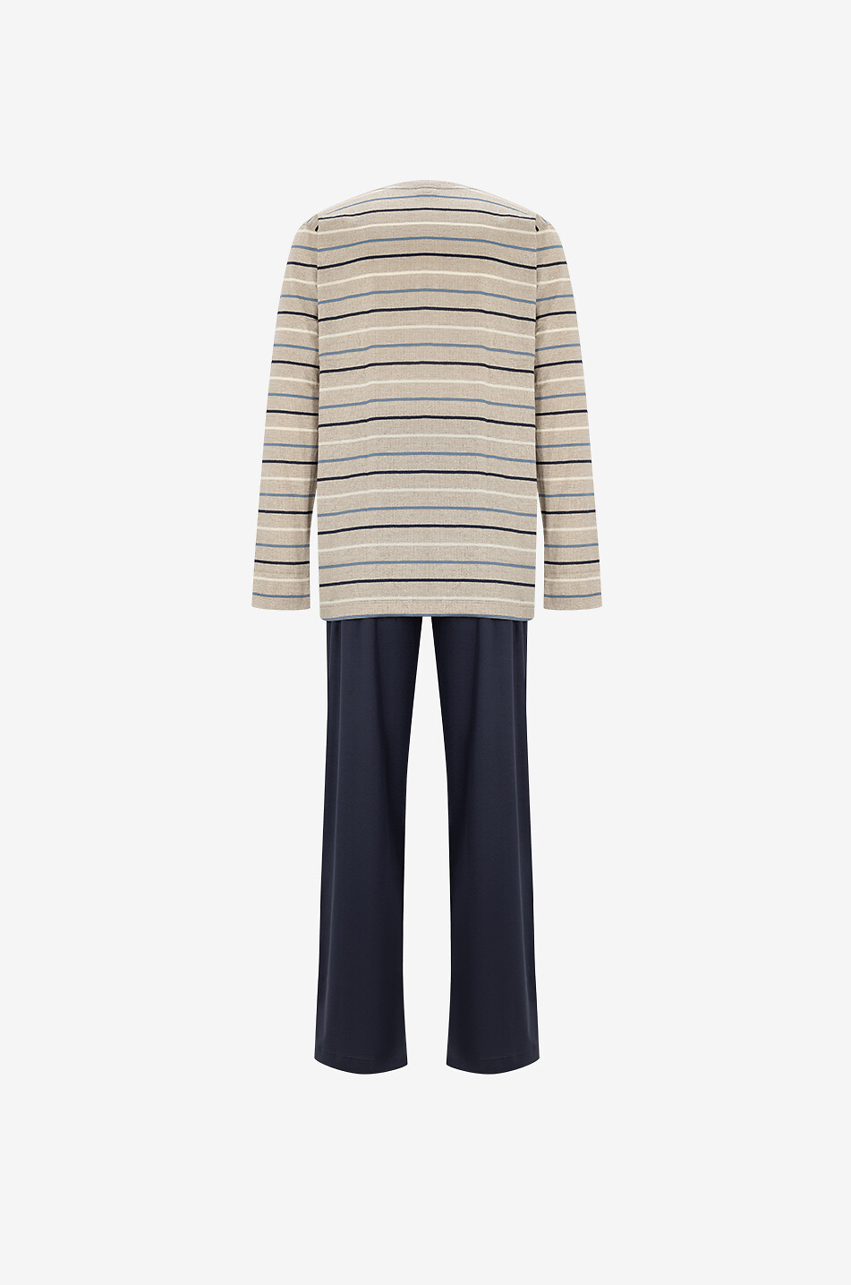 Langer gestreifter Pyjama aus Baumwolle und Seide Sea Island