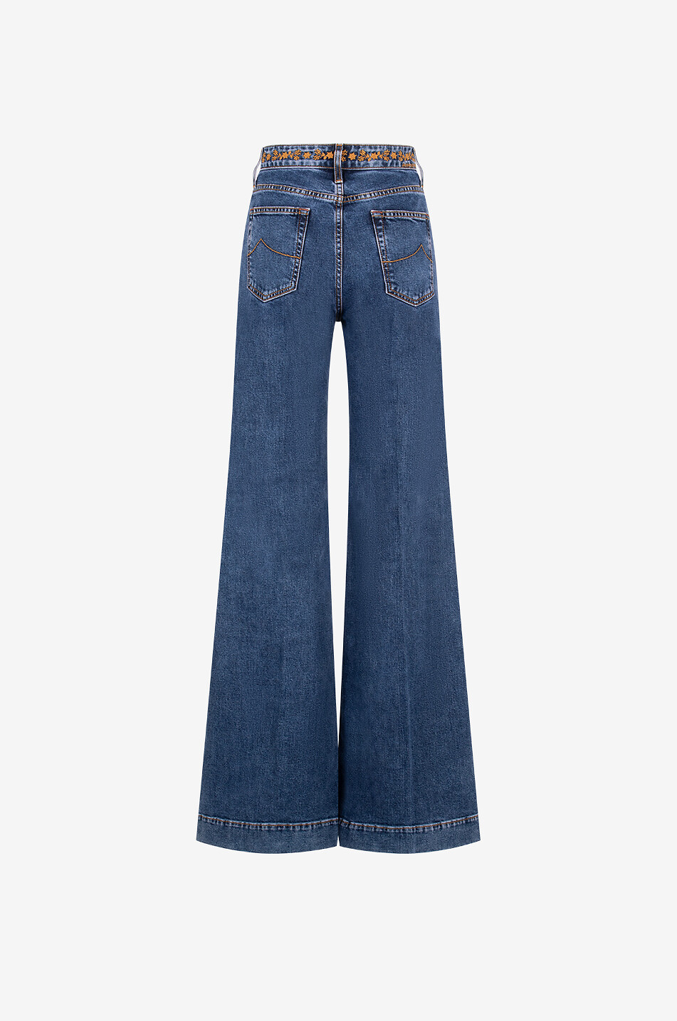 Jeans mit ausgestelltem Bein mit Blütenstickereien aus Baumwolle und Lyocell Jackie