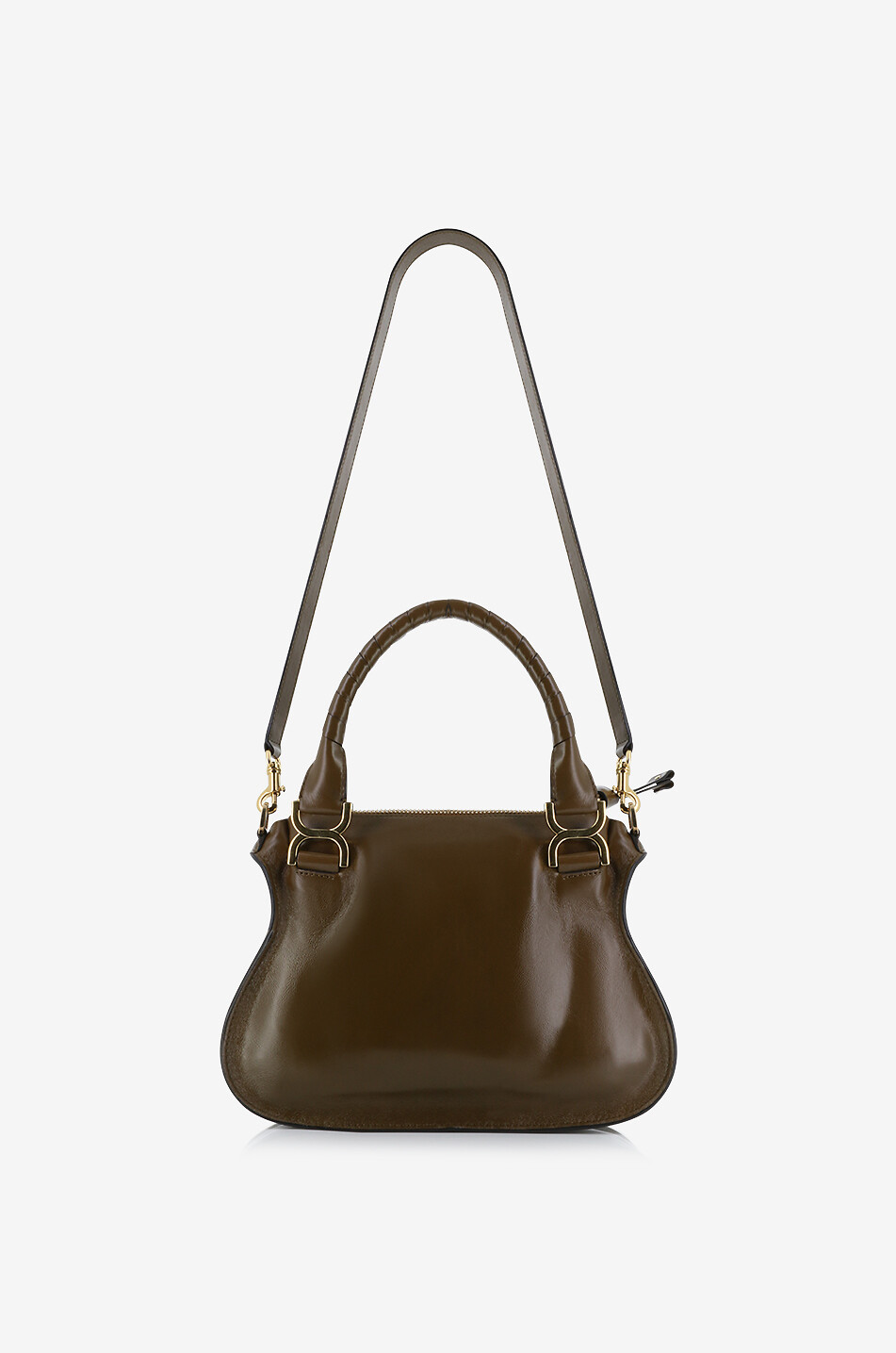 CHLOE Marcie Small shiny smooth leather double-carry bag Women DARK GREEN 3